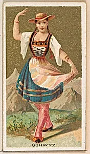 Schwyz, from the Dancing Girls of the World series (N185) issued by Wm. S. Kimball & Co. by William S. Kimball & Company