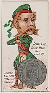 Scotland, Thistle Mark, from the series Coins of All Nations (N72, variation 1) for Duke brand cigarettes by W. Duke, Sons & Co.