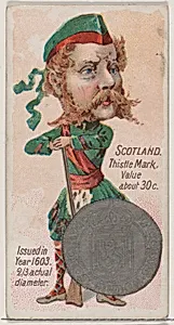 Scotland, Thistle Mark, from the series Coins of All Nations (N72, variation 2) for Duke brand cigarettes by W. Duke, Sons & Co.