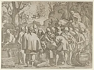 Search through the baggage of Joseph's brothers by Léon Davent|Francesco Primaticcio