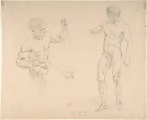 Seated and Standing Male Nudes, after photographs by Eugène Durieu
