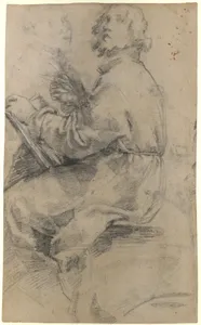 Seated Male Figure with the Head of an Onlooker (recto); Standing Male Figure in a Monk's Habit (verso)