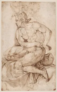 Seated Nude Youth, facing left (recto); Bearded Nude Male Figure in a Half-Kneeling Pose, Holding a Drapery Behind his Back (verso).
