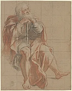 Seated Old Man Holding a Staff