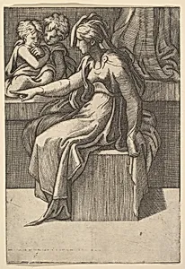 Seated Woman with two Children by Anonymous, Italian, 16th century|Parmigianino (Girolamo Francesco Maria Mazzola)
