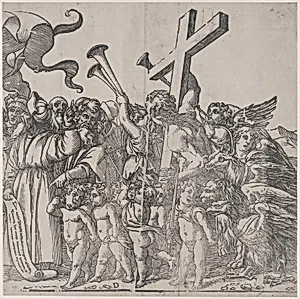 Section D: Angels Sounding Trumpets etc, from "The Triumph of Christ" by Andrea Andreani|Titian (Tiziano Vecellio)|Callisto Ferranti