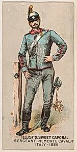 Sergeant Piemonte Cavalry, Italy, 1886, from the Military Series (N224) issued by Kinney Tobacco Company to promote Sweet Caporal Cigarettes by Kinney Brothers Tobacco Company