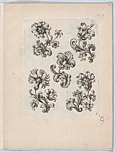 Series of Small Flower Motifs, Plate 3 by Paul Androuet Ducerceau|Nicolas Langlois