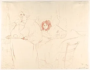 Serving Breakfast (Madame Baron and Mademoiselle Popo) by Henri de Toulouse-Lautrec
