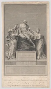 Shakespeare Seated Between the Dramatic Muse and the Genius of Painting, Who is Pointing Him Out as the Proper Subject for Her Pencil