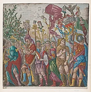 Sheet 7: Procession of Musicians and others holding standards, from "The Triumph of Julius Caesar" by Andrea Andreani|Andrea Mantegna|Bernardo Malpizzi