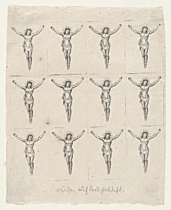 Sheet of Twelve Crucified Christs by Anonymous, German, 19th century