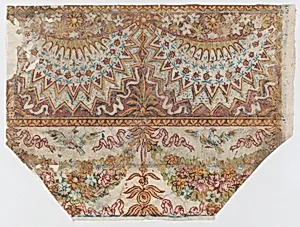 Sheet with hanging draperies, festoons, and birds by Remondini Family|Anonymous
