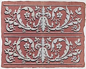 Sheet with two borders with rinceau motif