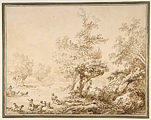 Shepherd with His Flock in a Clearing