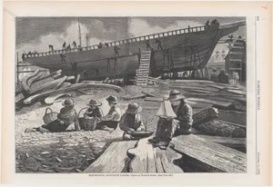 Ship-Building, Gloucester Harbor (from "Harper's Weekly," Vol. XVII)