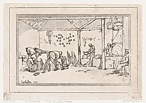 Shoeing: The Village Forge (A Farrier's Shop) by Thomas Rowlandson|John Harris