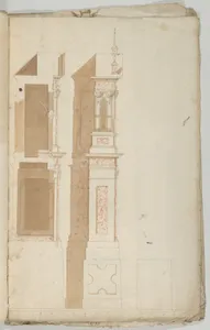 Side view of an Altar with Red Marble to be set against a Wall