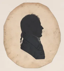 Silhouette of an unknown man, in profile to the right