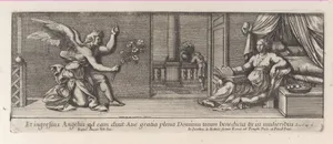 Simon Magus attempting to fly as Saints Peter and Paul, Emperor Nero, and two soldiers look on, from a series of 15 plates, depicting Raphael's works for the Vatican stanze and the Sistine Chapel tapestries