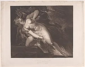 Sin Pursued by Death (John Milton, Paradise Lost, Book 2, 787, 790-792) by Moses Haughton the younger|Frederick Christian Lewis, Senior|Henry Fuseli|Henry Fuseli|Moses Haughton the younger