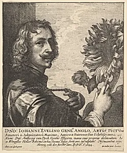 Sir Anthony Van Dyck with a Sunflower by Wenceslaus Hollar|Anthony van Dyck|Anthony van Dyck|John Evelyn