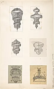 Six Designs for Hanging Shelves by Anonymous, French, 19th century