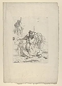 Six people watching a snake, from the Scherzi by Giovanni Battista Tiepolo