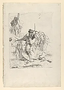 Six people watching a snake, from the Scherzi by Giovanni Battista Tiepolo