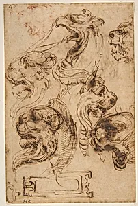 Six Studies of Animal Heads and of a Cartouche