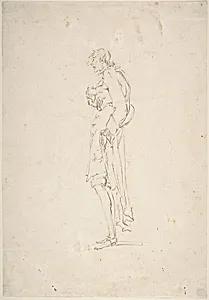 Sketched Caricature of a Standing Man Facing Left