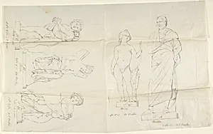 Sketches of Five Statues: Love, Aristides, Putto with a Cat, Psyche, and Putto with a Dog by John Gibson|Pietro Tenerani|Bertel Thorvaldsen