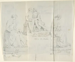 Sketches of Seven Statues: Faith, Paolo and Francesca di RImini, Charity, Ceres, Heavenly Venus, Dancer, and Sleeping Cupid