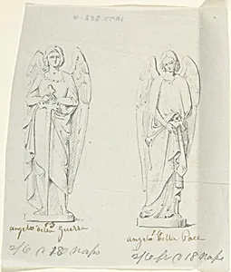 Sketches of Two Statues: Angel of War and Angel of Peace by John Gibson