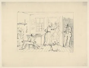 Slaves Concealing their Master from a Search Party (from Confederate War Etchings)