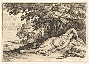 Sleeping Huntress by Wenceslaus Hollar|Pieter van Avont|Paulus Potter