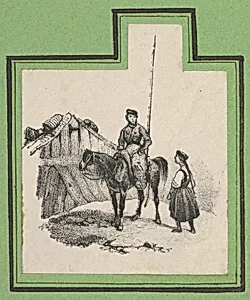 Soldier on a horse with a woman beside him by Victor Adam