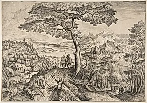 Soldiers at Rest (Milites Requiescentes) from The Large Landscapes by Pieter Bruegel the Elder|Johannes van Doetecum I|Lucas van Doetecum|Hieronymus Cock