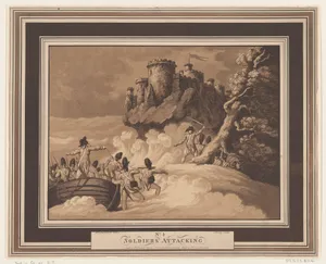 Soldiers Attacking by Heinrich Joseph Schütz|Thomas Rowlandson|Rudolph Ackermann, London