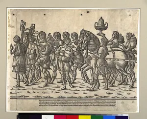 Soldiers, musicians and horses from, 'The Triumph of Caesar'