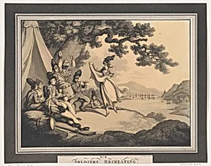 Soldiers Recreating by Thomas Rowlandson|Heinrich Joseph Schütz|Rudolph Ackermann, London