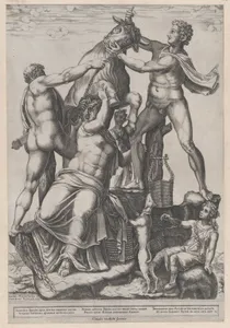 Speculum Romanae Magnificentiae: Amphion and Zethus Tying Dirce to a Wild Bull [The Farnese Bull]