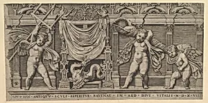 Speculum Romanae Magnificentiae: Bas-Relief with Three Cupids by Marco Dente|Raphael (Raffaello Sanzio or Santi)