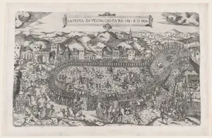 Speculum Romanae Magnificentiae: Carnival games held in the Mount Testaccio in Rome