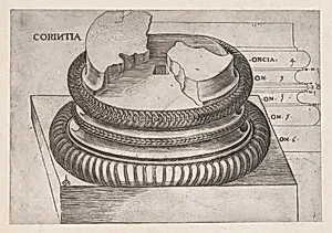Speculum Romanae Magnificentiae: Corinthian base from the Temple of Mars Ultor, Rome by Monogrammist G.A. & the Caltrop