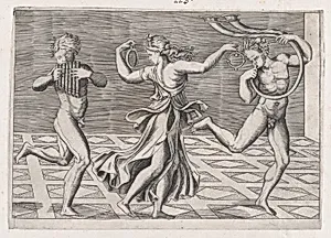 Speculum Romanae Magnificentiae: Dance of Fauns and Bacchants by Agostino Veneziano (Agostino dei Musi)|Anonymous