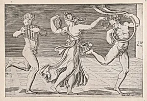 Speculum Romanae Magnificentiae: Dance of Fauns and Bacchants by Agostino Veneziano (Agostino dei Musi)|Antonio Salamanca|Anonymous