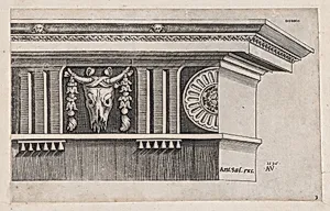 Speculum Romanae Magnificentiae: Doric Entablature by Agostino Veneziano (Agostino dei Musi)|Antonio Salamanca|Marcantonio Raimondi
