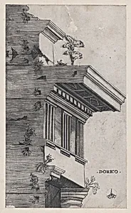 Speculum Romanae Magnificentiae: Doric order by Monogrammist G.A. & the Caltrop