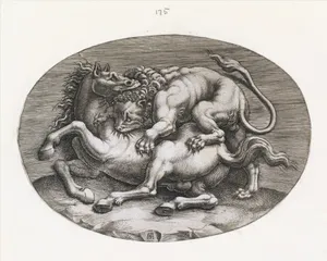Speculum Romanae Magnificentiae: Lion Attacking a Horse